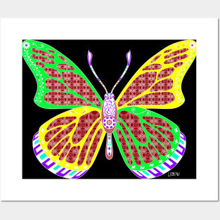 miss butterfly ecopop in mexican ornament art in bug realm Posters and Art